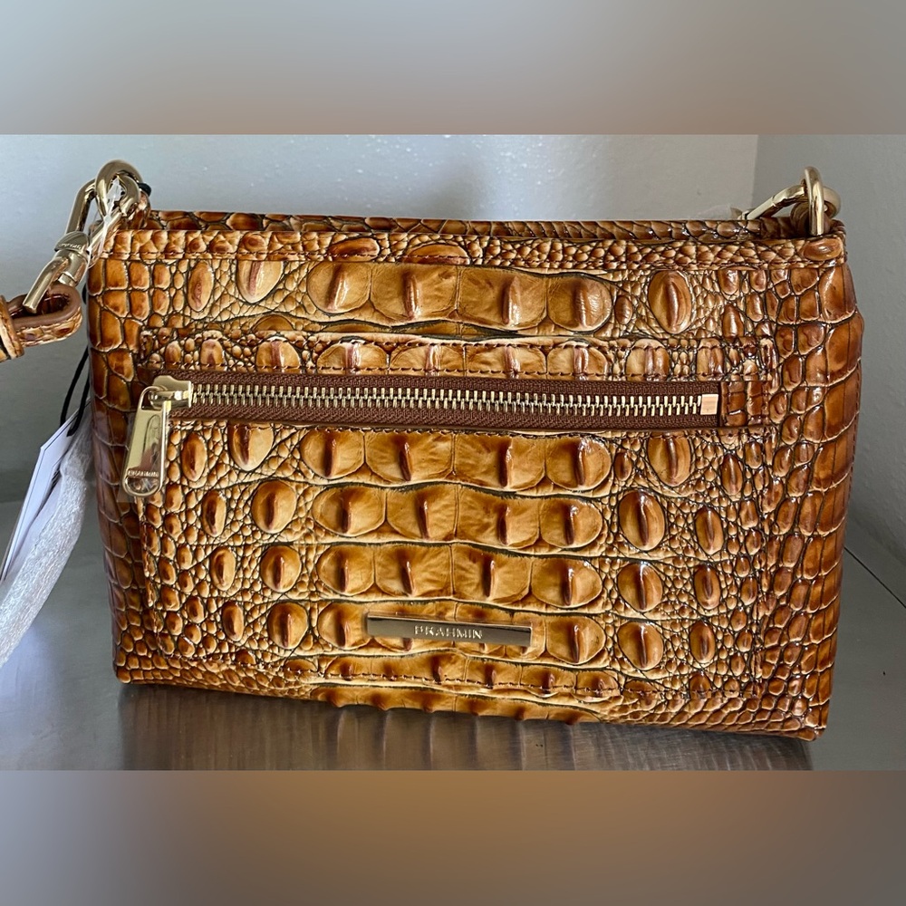 BRAHMIN…CROCODILE EMBOSSED CROSSBODY HANDBAG